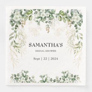 Guardanapo De Papel De Jantar Enchanted Foliage Dourado & Verde Chá de Noiva