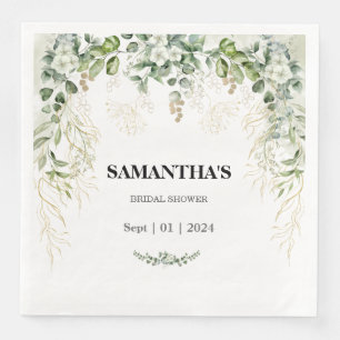 Guardanapo De Papel De Jantar Enchanted Foliage Dourado & Verde Chá de Noiva