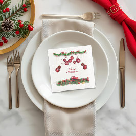Guardanapo De Papel De Jantar Enfeites Vermelhos Festa de Natal Moderna