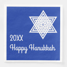 Estrela de David Branca em Fundo Azul Hanukkah Pa