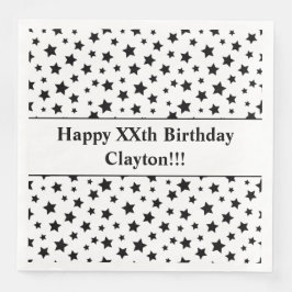 Guardanapo De Papel De Jantar Estrelas Pretas Personalizadas com Festa de aniver