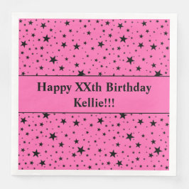 Guardanapo De Papel De Jantar Estrelas Pretas Personalizadas com Festa de aniver