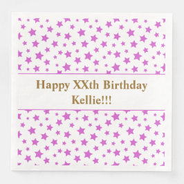 Guardanapo De Papel De Jantar Estrelas Rosa Personalizadas com Festa de aniversá