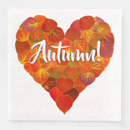 Guardanapo De Papel De Jantar Eu Adoro outono, Negrito — Vermelho Aspen Coração