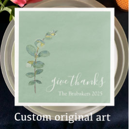Guardanapo De Papel De Jantar Eucalyptus Boho Obrigados de Ação de Graças