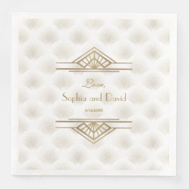 Guardanapo De Papel De Jantar Excelente Dourado charmoso Gatsby Art Deco 1920 Ca