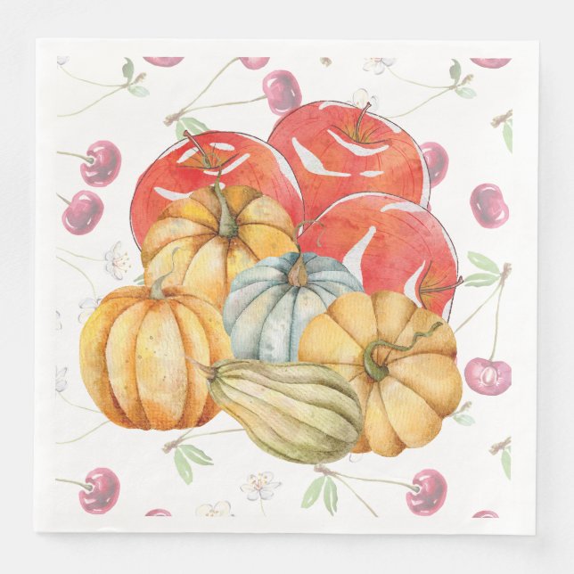 Guardanapo De Papel De Jantar Fala de Abóbora e Maçãs (Frente)