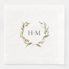 Guardanapo De Papel De Jantar Fall Watercolor Laurel Wreath Monograma Casamento