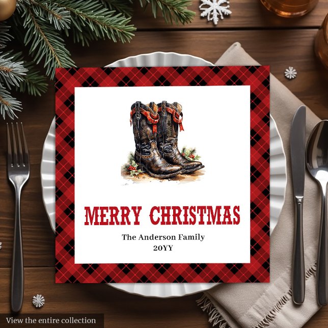Guardanapo De Papel De Jantar Farmhouse Western Red Black Holiday Napkins (Farmhouse Western Red Black Holiday Napkins)