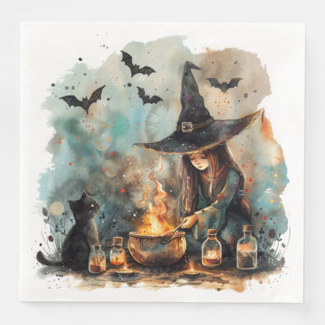 Guardanapo De Papel De Jantar Feiticeira Whimsical de Cana-d'Água Cuta para Deco (Frente)