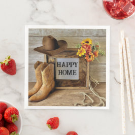 Guardanapo De Papel De Jantar Felicidade em Casa Cowgirl Estilo Cowboy Com Botas