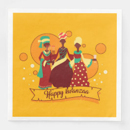 Guardanapo De Papel De Jantar Feliciz Natal Kwanzaa 3 Senhoras Amarelas