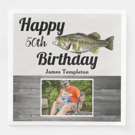Guardanapo De Papel De Jantar Feliz Aniversário de Pesca Foto: Padre Homens