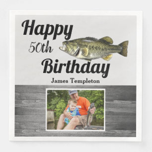 Guardanapo De Papel De Jantar Feliz Aniversário de Pesca Foto: Padre Homens