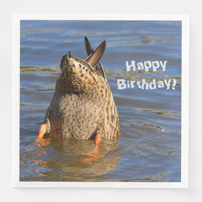 Guardanapo De Papel De Jantar Feliz Aniversário Gritando Pato (Frente)