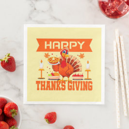 Guardanapo De Papel De Jantar Feliz Dia de Ação de Graças à Turquia com Pie