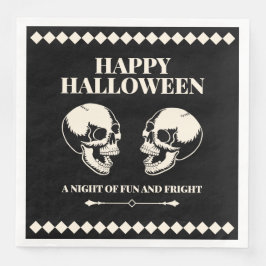 Guardanapo De Papel De Jantar Feliz Halloween Caveiras Rindo Preto