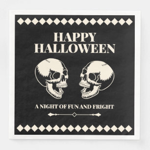 Guardanapo De Papel De Jantar Feliz Halloween Caveiras Rindo Preto