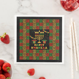 Guardanapo De Papel De Jantar Feliz Kwanzaa Velas Vermelhas Preto Amarelo Verde