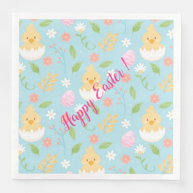 Guardanapo De Papel De Jantar Feliz personalização de frango Páscoa (Frente)