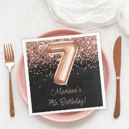 Guardanapo De Papel De Jantar Festa de aniversário 7 preto Dourado rosa