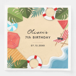 Guardanapo De Papel De Jantar Festa de aniversário de Diversão de Verão da Praia