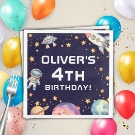 Guardanapo De Papel De Jantar Festa de aniversário de nave espacial moderna