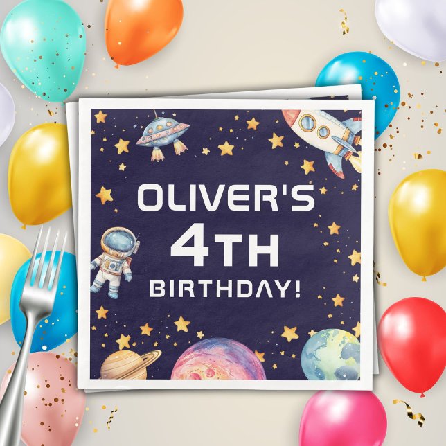 Guardanapo De Papel De Jantar Festa de aniversário de nave espacial moderna (Criador carregado)