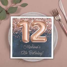 Guardanapo De Papel De Jantar Festa de aniversário Marinho Dourada 12 azul