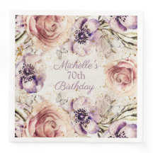 Festa de aniversário roscada púrpura e elegante 70