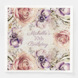 Guardanapo De Papel De Jantar Festa de aniversário roscada púrpura e elegante 70