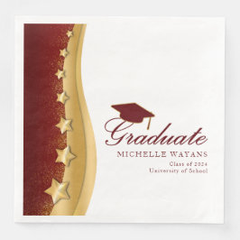 Guardanapo De Papel De Jantar Festa de formatura Red Hat das Estrelas Douradas