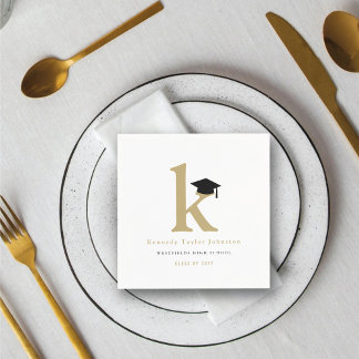 Guardanapo De Papel De Jantar Festa de Graduação com Monograma Clássico K e Capa