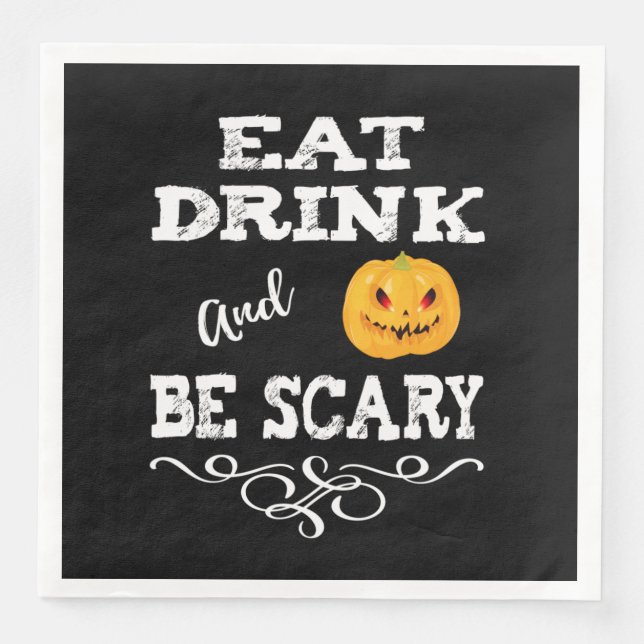 Guardanapo De Papel De Jantar Festa De Halloween Coma Bebida E Seja Assustador (Frente)