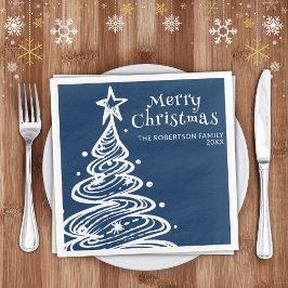 Guardanapo De Papel De Jantar Festa de Natal da Árvore de Natal Branco marinho