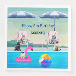 Guardanapo De Papel De Jantar Festa Personalizada de Piscina para Gatos