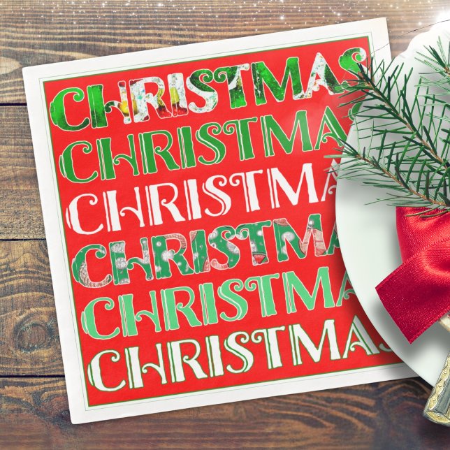 Guardanapo De Papel De Jantar Festivo Red Green Christmas (Criador carregado)