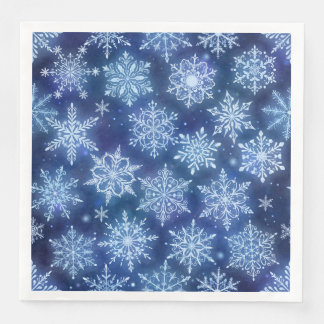 Guardanapo De Papel De Jantar Flocos de Neve Magia de Inverno Céu Azul Profundo