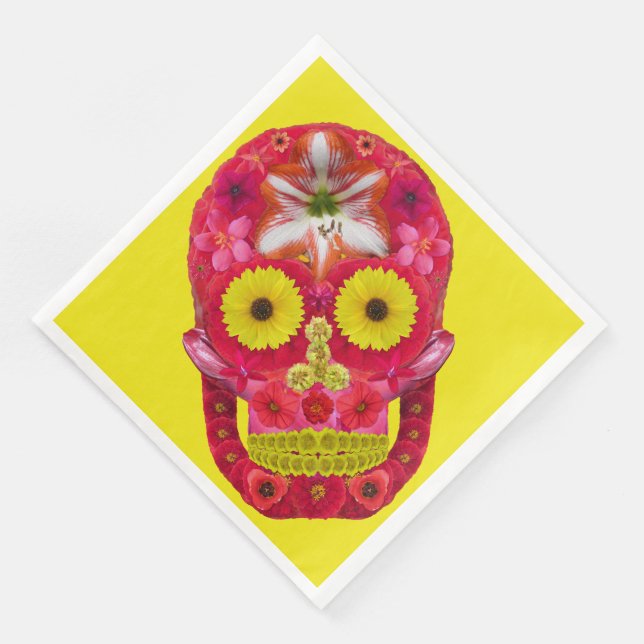 Guardanapo De Papel De Jantar Flor - Caveira 6 (Canto)