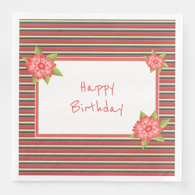 Guardanapo De Papel De Jantar Flor Coral Decorativa Acentuada (Frente)