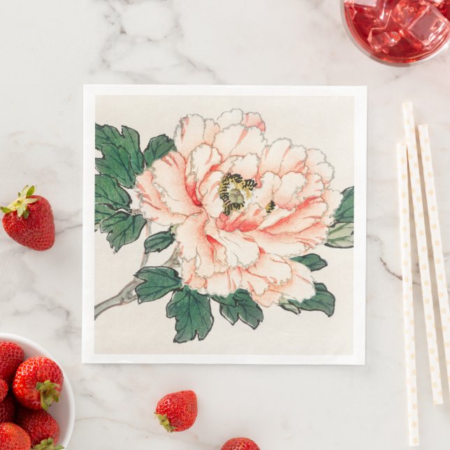 GUARDANAPO DE PAPEL DE JANTAR FLOR E ABELHAS JAPONESAS PERSONALIZADAS IMPRESSAS (Insitu)