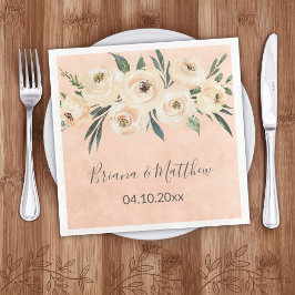 Guardanapo De Papel De Jantar Floral Beige Wedding