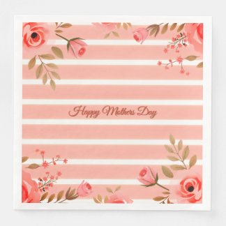 Guardanapo De Papel De Jantar Floral E Listras Dia Das Mães Fancy