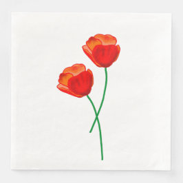 Guardanapo De Papel De Jantar Flores de Papoula Vermelha
