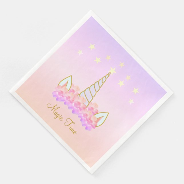 Guardanapo De Papel De Jantar Flores & Estrelas de Unicórnio (Canto)