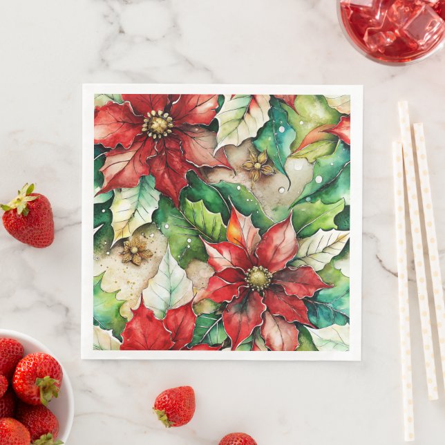 Guardanapo De Papel De Jantar Flores Natalinos 01 (Insitu)
