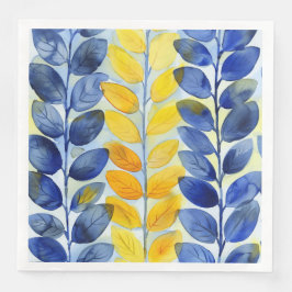Guardanapo De Papel De Jantar Folhas Amarelas e Azuis
