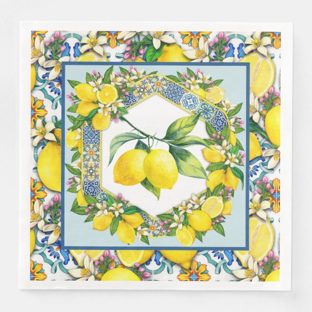Guardanapo De Papel De Jantar Fresco de Limão  (Frente)