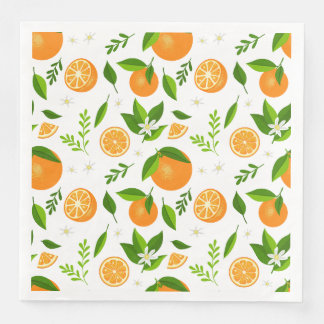 Guardanapo De Papel De Jantar Fresh oranges with flowers and leaves