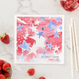 Guardanapo De Papel De Jantar Fundo de Cores Vermelhos com Estrela Branca e Azul